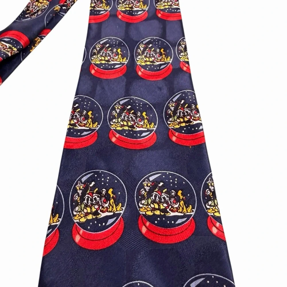 Disney Mickey And Co Atlas Designs Snow‎ globe Christmas Pluto Minnie Necktie